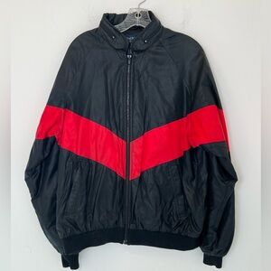 EUC! Vintage Mens Duckster Black and Red Colorblock Jacket Size Large